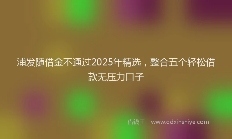 浦发随借金不通过2025年精选，整合五个轻松借款无压力口子