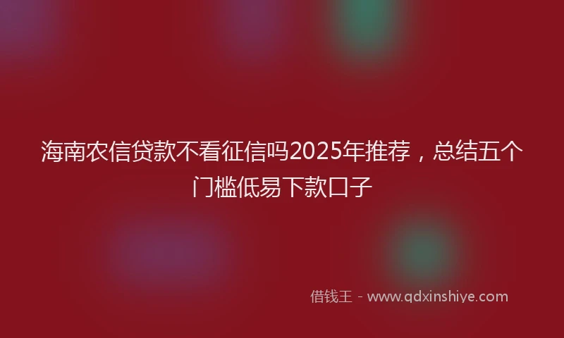 海南农信贷款不看征信吗2025年推荐，总结五个门槛低易下款口子