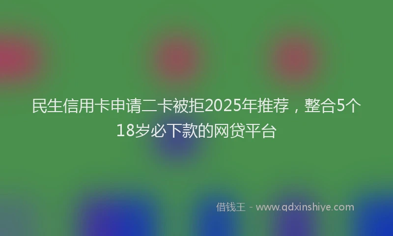 民生信用卡申请二卡被拒2025年推荐，整合5个18岁必下款的网贷平台