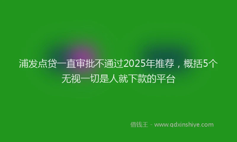浦发点贷一直审批不通过2025年推荐，概括5个无视一切是人就下款的平台