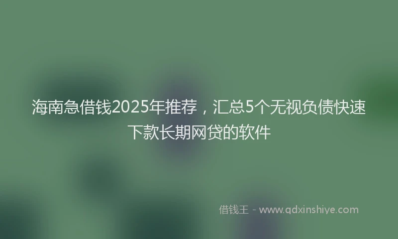 海南急借钱2025年推荐，汇总5个无视负债快速下款长期网贷的软件