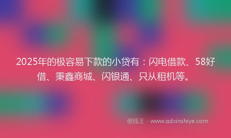 2025年的极容易下款的小贷有：闪电借款、58好借、秉鑫商城、闪银通、只从租机等。