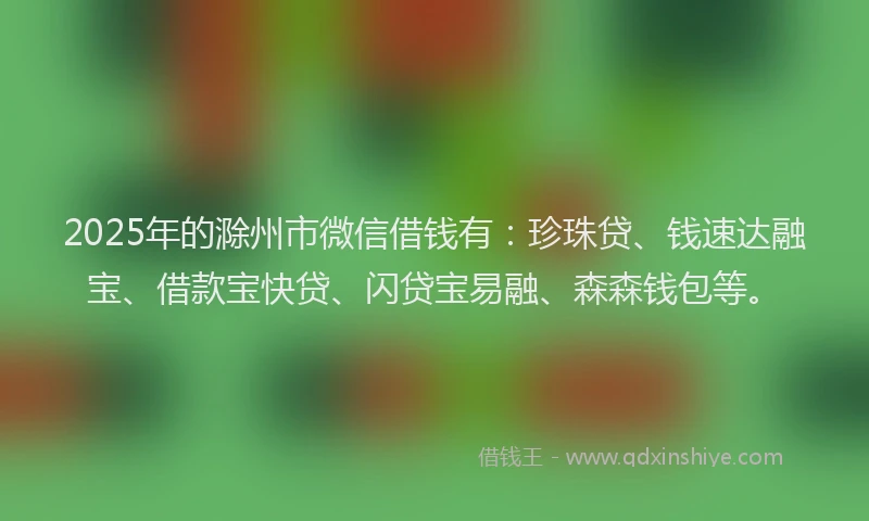 2025年的滁州市微信借钱有：珍珠贷、钱速达融宝、借款宝快贷、闪贷宝易融、森森钱包等。
