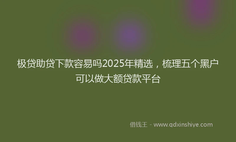 极贷助贷下款容易吗2025年精选，梳理五个黑户可以做大额贷款平台