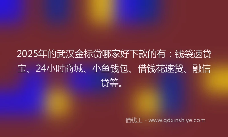 2025年的武汉金标贷哪家好下款的有：钱袋速贷宝、24小时商城、小鱼钱包、借钱花速贷、融信贷等。