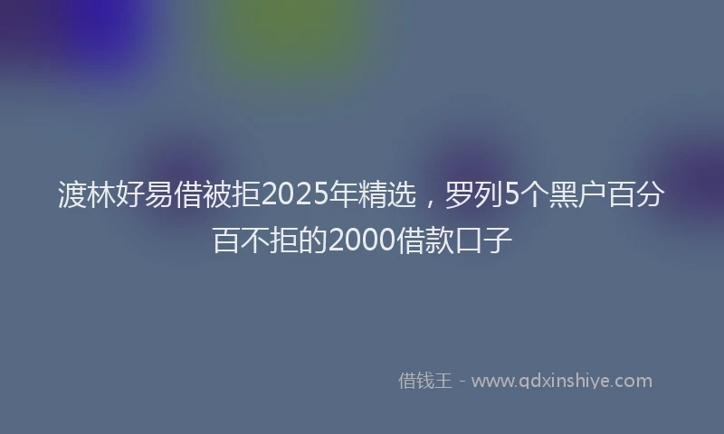 渡林好易借被拒2025年精选，罗列5个黑户百分百不拒的2000借款口子
