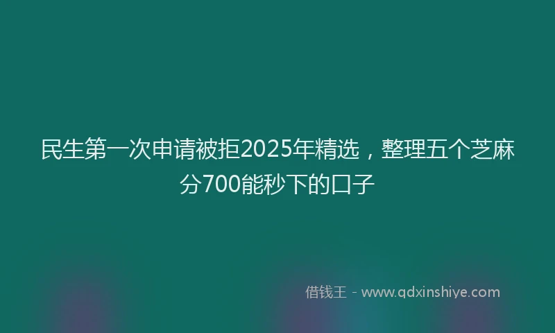 民生第一次申请被拒2025年精选，整理五个芝麻分700能秒下的口子