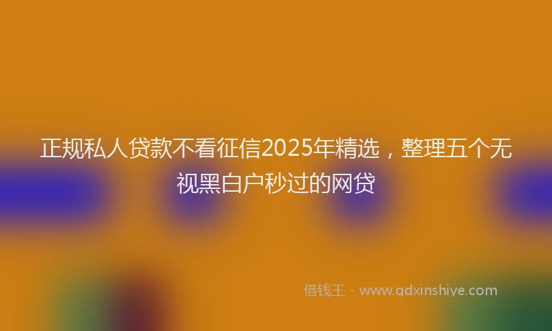 正规私人贷款不看征信2025年精选，整理五个无视黑白户秒过的网贷