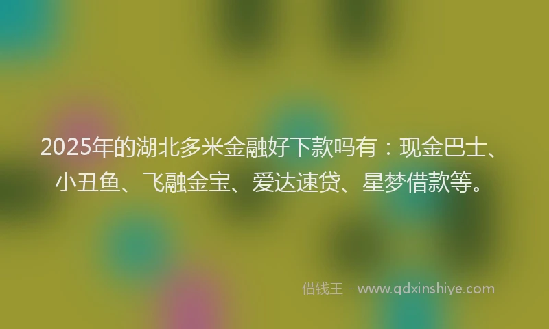 2025年的湖北多米金融好下款吗有：现金巴士、小丑鱼、飞融金宝、爱达速贷、星梦借款等。