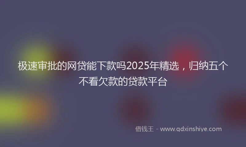 极速审批的网贷能下款吗2025年精选，归纳五个不看欠款的贷款平台