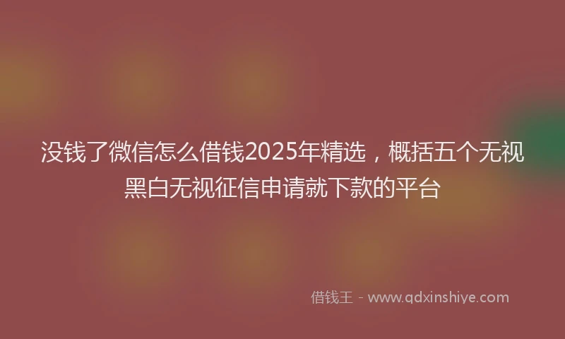 没钱了微信怎么借钱2025年精选，概括五个无视黑白无视征信申请就下款的平台