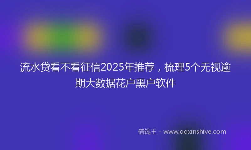 流水贷看不看征信2025年推荐，梳理5个无视逾期大数据花户黑户软件