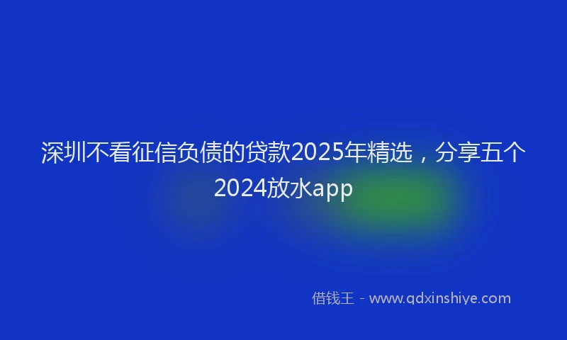 深圳不看征信负债的贷款2025年精选，分享五个2024放水app