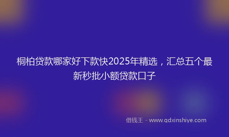 桐柏贷款哪家好下款快2025年精选，汇总五个最新秒批小额贷款口子