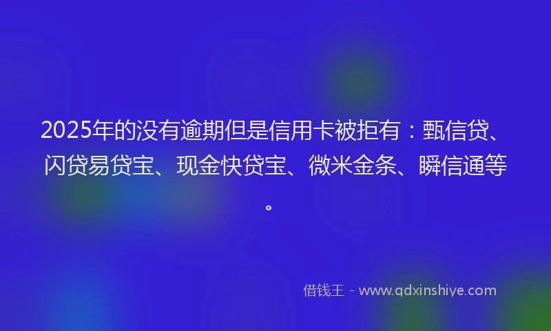 2025年的没有逾期但是信用卡被拒有：甄信贷、闪贷易贷宝、现金快贷宝、微米金条、瞬信通等。