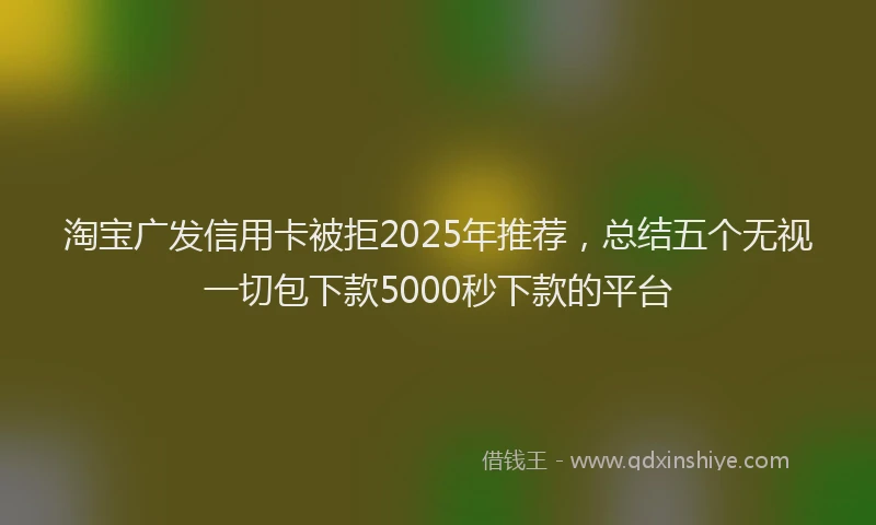淘宝广发信用卡被拒2025年推荐，总结五个无视一切包下款5000秒下款的平台