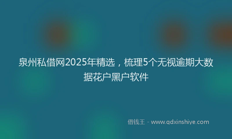 泉州私借网2025年精选，梳理5个无视逾期大数据花户黑户软件
