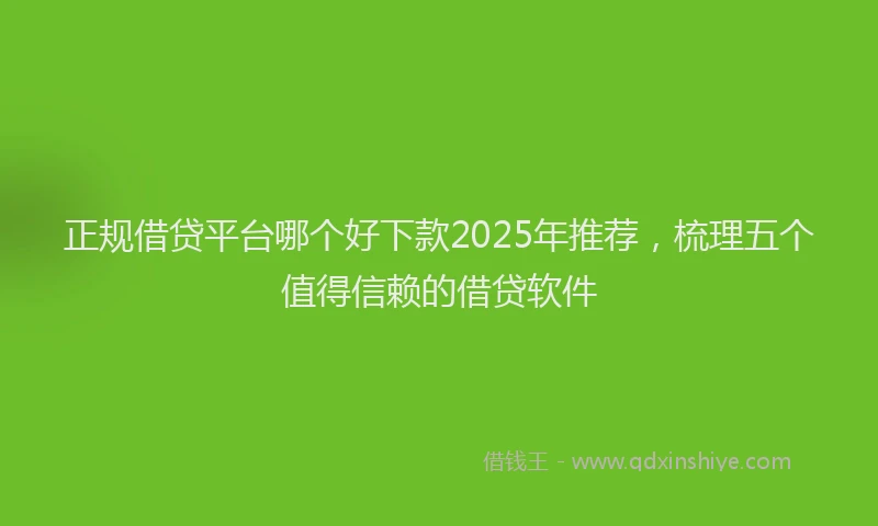 正规借贷平台哪个好下款2025年推荐，梳理五个值得信赖的借贷软件