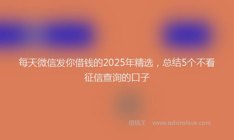 每天微信发你借钱的2025年精选，总结5个不看征信查询的口子