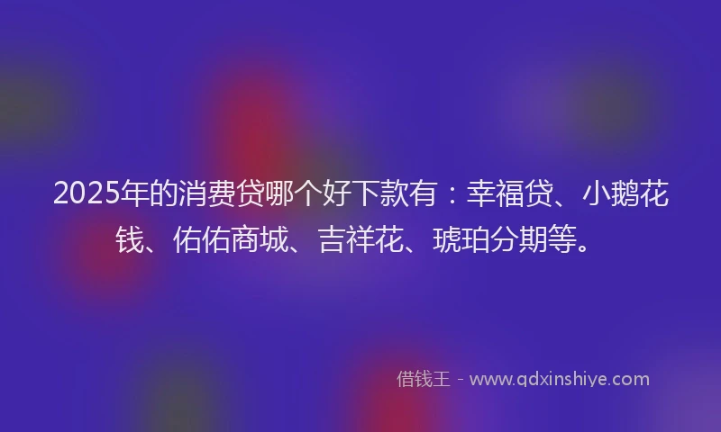 2025年的消费贷哪个好下款有：幸福贷、小鹅花钱、佑佑商城、吉祥花、琥珀分期等。