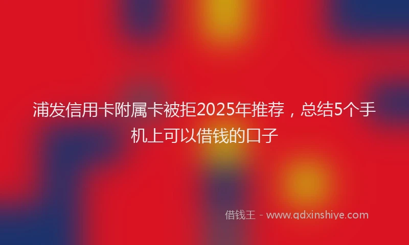 浦发信用卡附属卡被拒2025年推荐，总结5个手机上可以借钱的口子