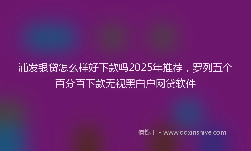 浦发银贷怎么样好下款吗2025年推荐，罗列五个百分百下款无视黑白户网贷软件