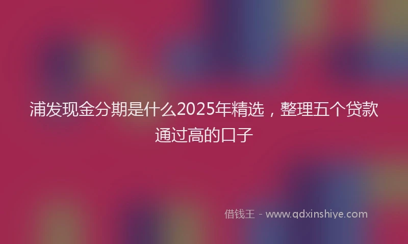 浦发现金分期是什么2025年精选，整理五个贷款通过高的口子