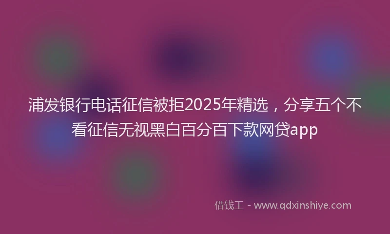 浦发银行电话征信被拒2025年精选，分享五个不看征信无视黑白百分百下款网贷app