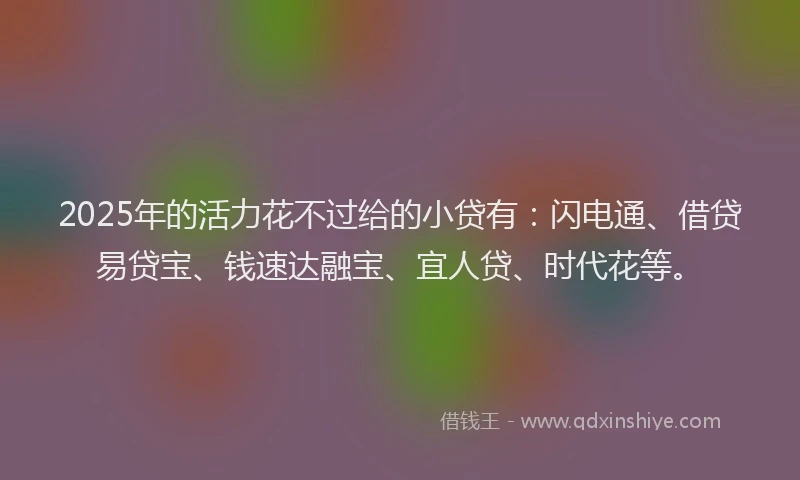 2025年的活力花不过给的小贷有：闪电通、借贷易贷宝、钱速达融宝、宜人贷、时代花等。