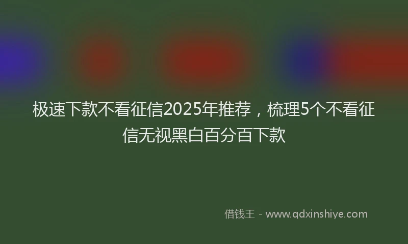 极速下款不看征信2025年推荐，梳理5个不看征信无视黑白百分百下款