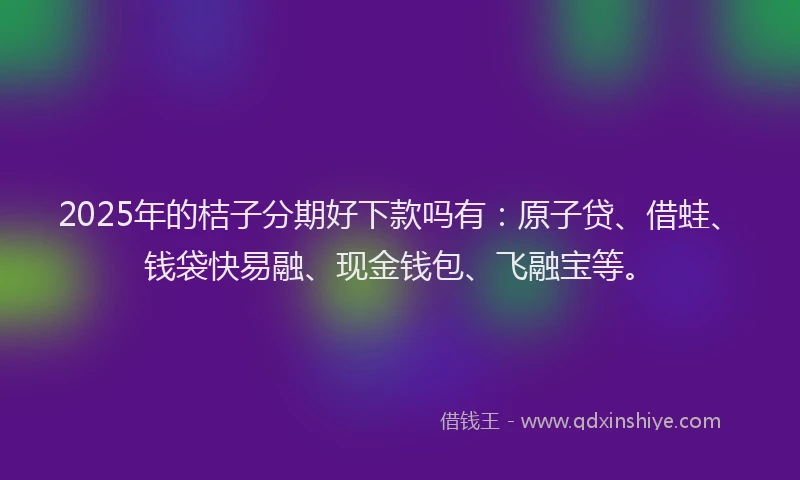 2025年的桔子分期好下款吗有：原子贷、借蛙、钱袋快易融、现金钱包、飞融宝等。