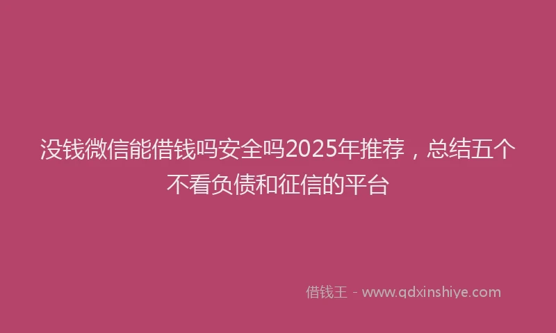 没钱微信能借钱吗安全吗2025年推荐，总结五个不看负债和征信的平台