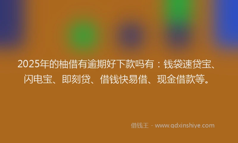 2025年的柚借有逾期好下款吗有：钱袋速贷宝、闪电宝、即刻贷、借钱快易借、现金借款等。