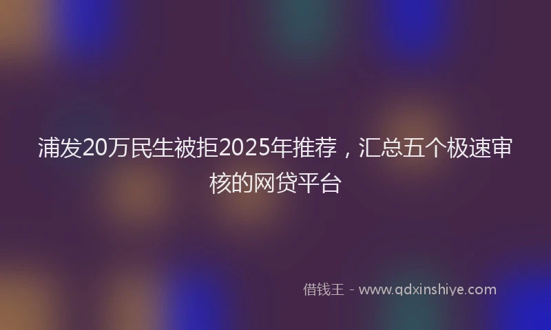 浦发20万民生被拒2025年推荐，汇总五个极速审核的网贷平台