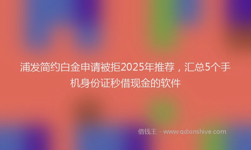 浦发简约白金申请被拒2025年推荐，汇总5个手机身份证秒借现金的软件