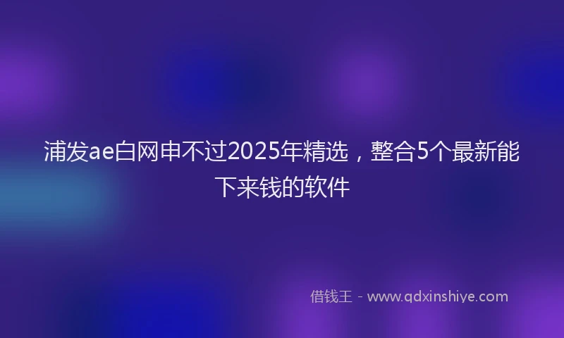 浦发ae白网申不过2025年精选，整合5个最新能下来钱的软件
