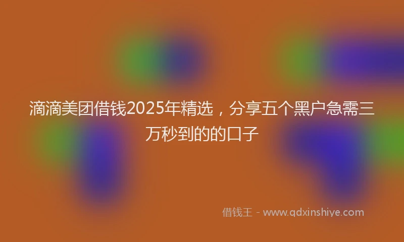 滴滴美团借钱2025年精选，分享五个黑户急需三万秒到的的口子