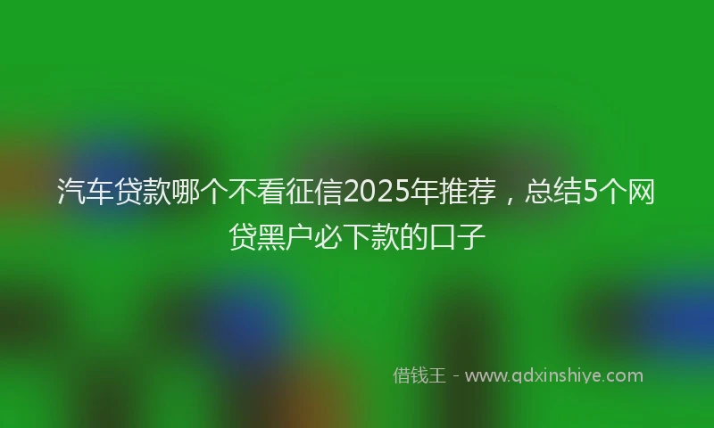 汽车贷款哪个不看征信2025年推荐，总结5个网贷黑户必下款的口子