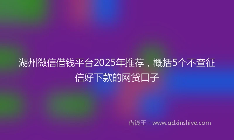 湖州微信借钱平台2025年推荐，概括5个不查征信好下款的网贷口子