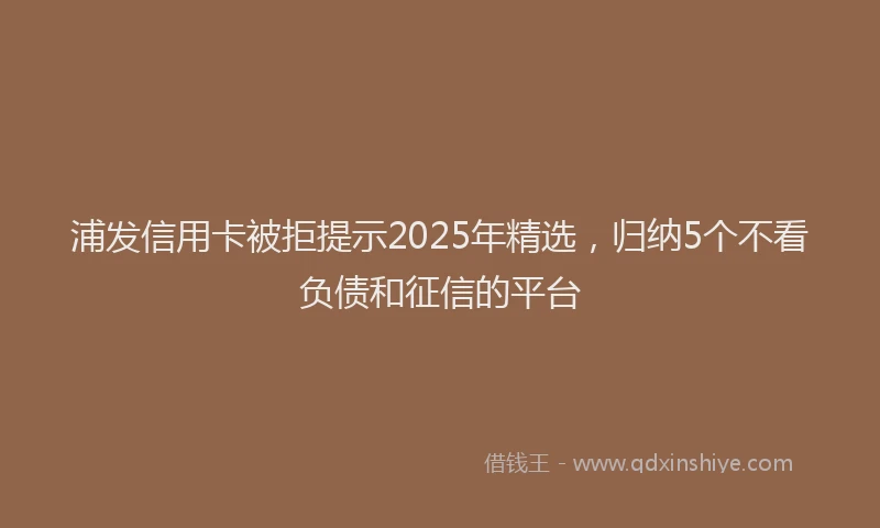浦发信用卡被拒提示2025年精选，归纳5个不看负债和征信的平台