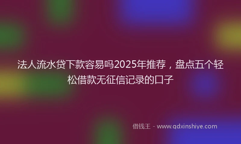 法人流水贷下款容易吗2025年推荐，盘点五个轻松借款无征信记录的口子