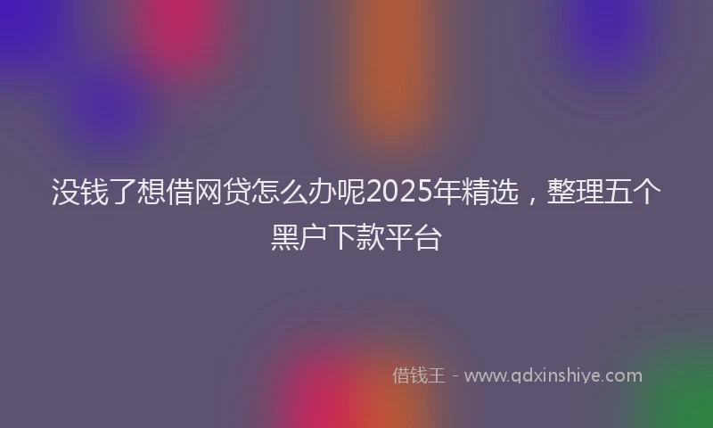 没钱了想借网贷怎么办呢2025年精选，整理五个黑户下款平台