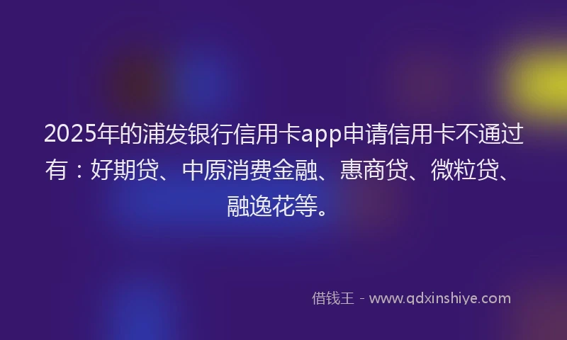 2025年的浦发银行信用卡app申请信用卡不通过有：好期贷、中原消费金融、惠商贷、微粒贷、融逸花等。