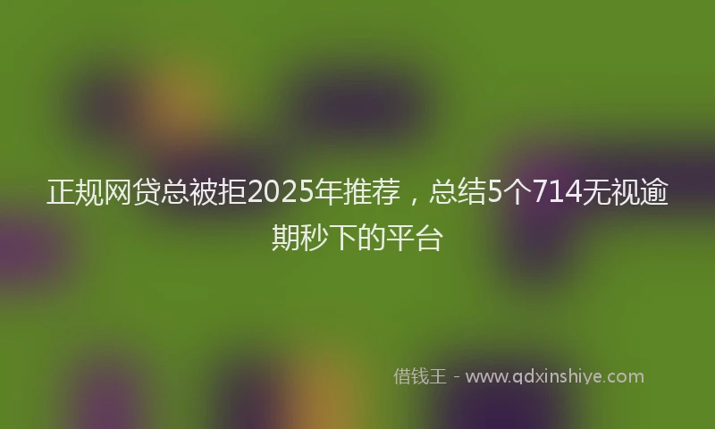 正规网贷总被拒2025年推荐，总结5个714无视逾期秒下的平台