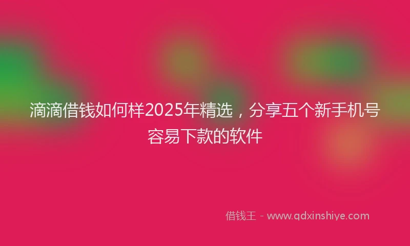 滴滴借钱如何样2025年精选，分享五个新手机号容易下款的软件