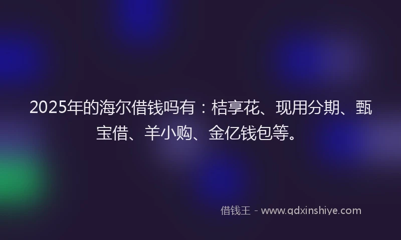2025年的海尔借钱吗有：桔享花、现用分期、甄宝借、羊小购、金亿钱包等。