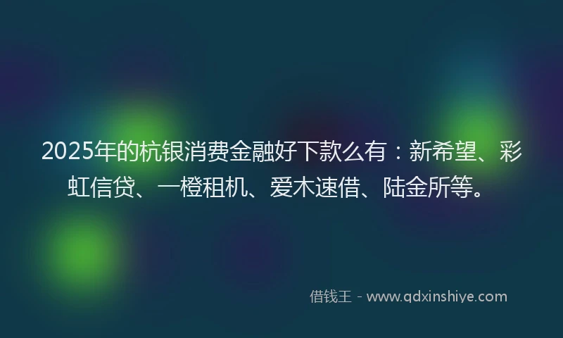 2025年的杭银消费金融好下款么有：新希望、彩虹信贷、一橙租机、爱木速借、陆金所等。