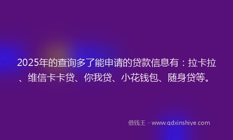 2025年的查询多了能申请的贷款信息有：拉卡拉、维信卡卡贷、你我贷、小花钱包、随身贷等。