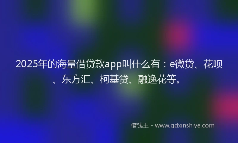 2025年的海量借贷款app叫什么有：e微贷、花呗、东方汇、柯基贷、融逸花等。