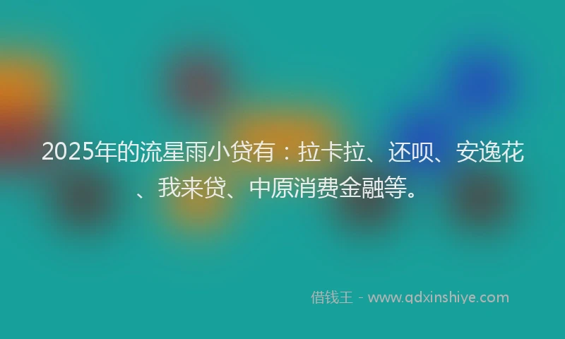 2025年的流星雨小贷有：拉卡拉、还呗、安逸花、我来贷、中原消费金融等。
